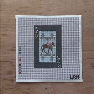 Kentucky Derby Playing Card Hand Painted Needlepoint Canvas